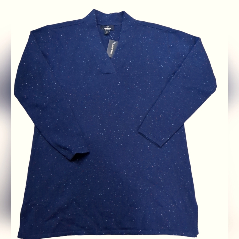 Lands End Cashmere Tunic V-neck Sweater